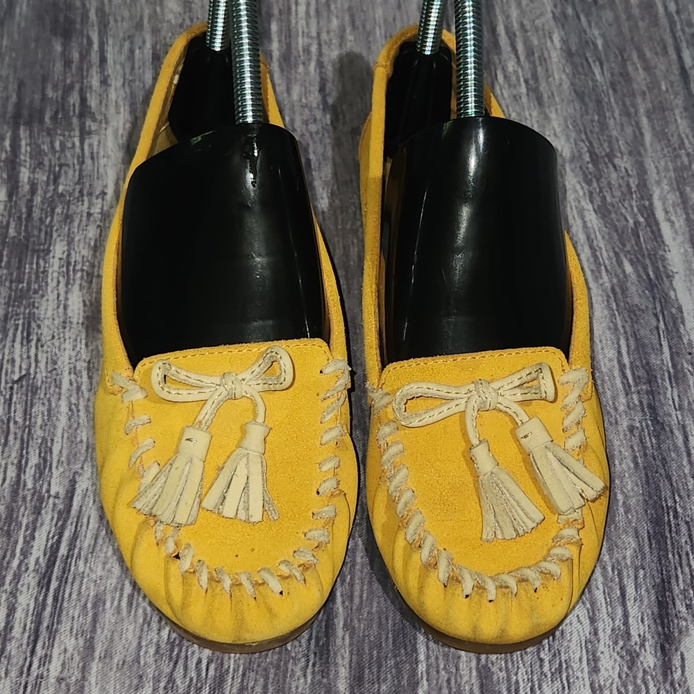 Hush Puppies Women's Yellow Suede‎ Leather Moccasins Loafers Casual Shoes